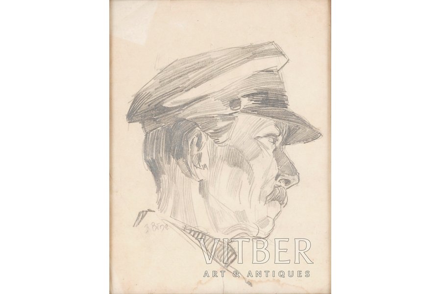 Бине Екабс (1895-1955), Портрет, бумага, графика, карандаш, 23,5 x 18 см